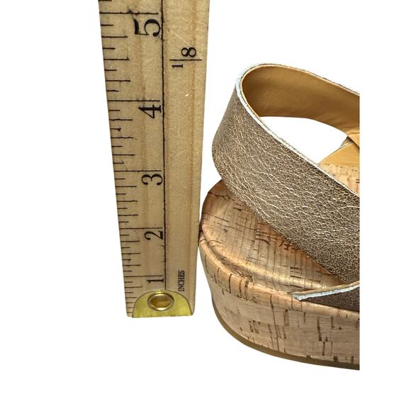 Kork-Ease Myrna 2.0 Wedge Sandals Women 10M Gold Leather Cork Platform Comfort - Picture 9 of 9